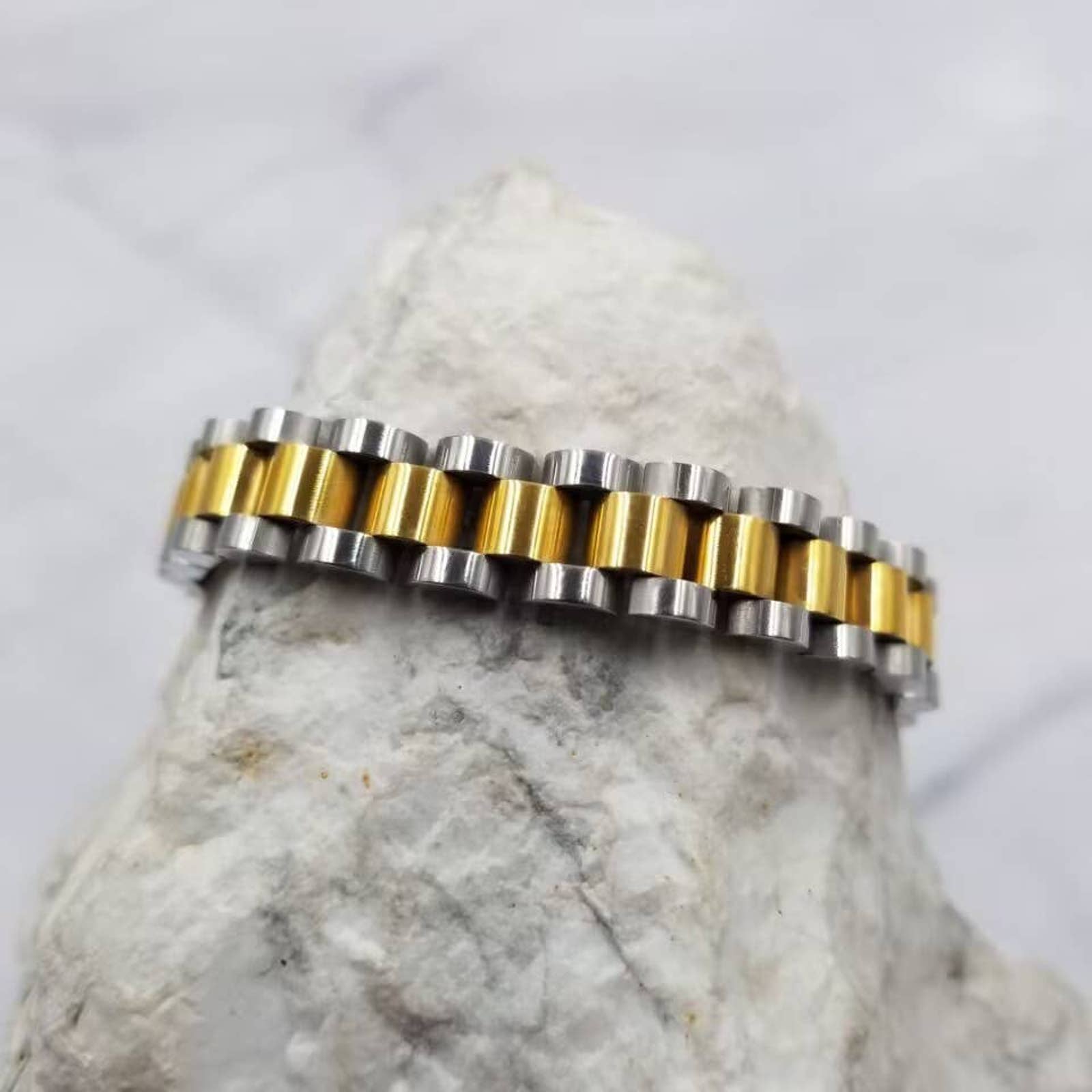 Gold And Silver Chain Watch Band Bracelet